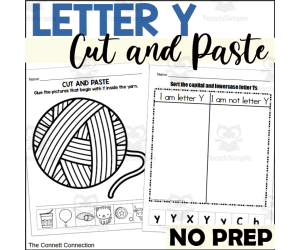 Letter Y Cut and Paste Worksheets