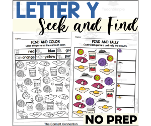 Letter Y Seek and Find Worksheets