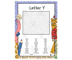 Letter Y word search puzzle worksheet activity
