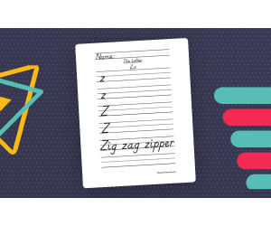 Letter Z D'Nealian Style Handwriting Practice Worksheet