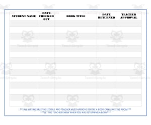 Library Book Checkout | Data Tracking Sheet