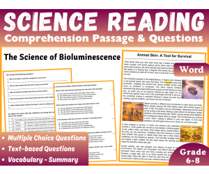 Life Science Reading Comprehension Passage: Animal Skin (Word)