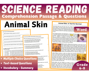 Life Science Reading Comprehension Passage: Animal Skin (Word)