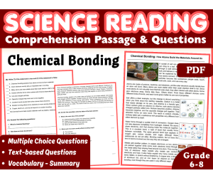 Science Reading Comprehension Passage: Chemical Bonding (PDF)