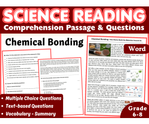 Science Reading Comprehension Passage: Chemical Bonding (Word)