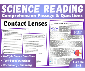 Life Science Reading Comprehension Passage: Clear Vision (PDF)