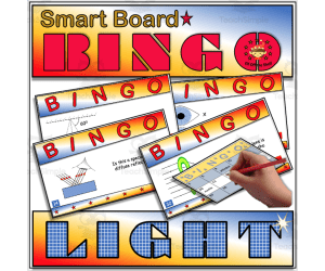 Light - Reflection, Refraction and Lenses Smart Board Bingo for Middle School