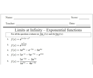 Limits at infinity - exponential functions - Worksheet