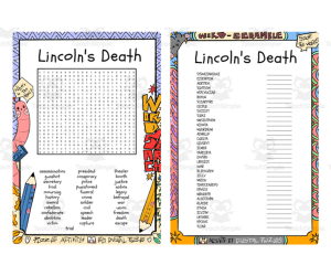 Lincoln's Death word search & scramble