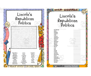 Lincoln's Republican Politics word search & scramble