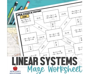 Linear System of Equations Maze Worksheet