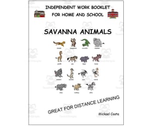 Literacy worksheets: Savanna animals
