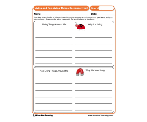 Living and Non-Living Things Scavenger Hunt Worksheet