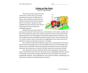 Living On the Farm Reading Comprehension Worksheet
