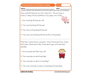 Living Things and Non Living Things Counting Worksheet