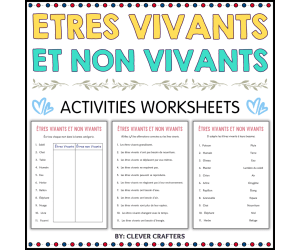 Living Things and Non Living Things Worksheets in French