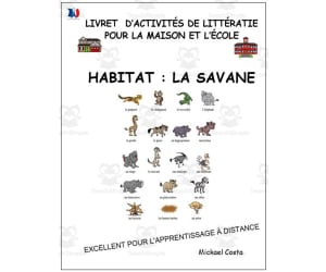 Livret d’activités de littératie et vocabulaire: Habitat de la savane