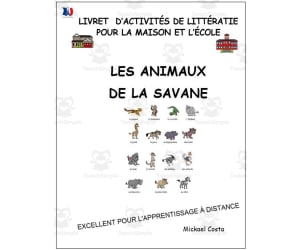 Livret d’activités de littératie et vocabulaire: Les animaux de la savane