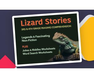 Lizard Stories Reading Comprehension and Fun Worksheets for 3rd Grade