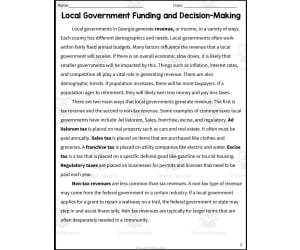 Local Government Funding Reading Packet