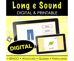 Long e Sound - Digital Quiz, Digital Flash Cards, Word Lists and Quizzes