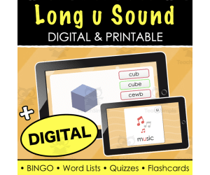 Long u Sound - Digital Quiz, Digital Flash Cards, Word Lists and Quizzes