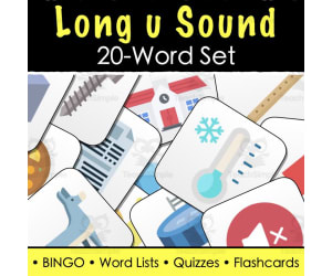 Long u Vowel Sound - Word Lists, Tests, BINGO - Print & Digital | 20-Word Set
