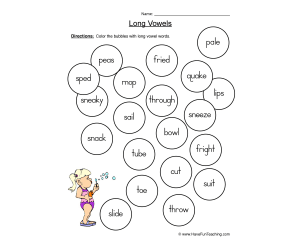 Long Vowels Coloring Worksheet
