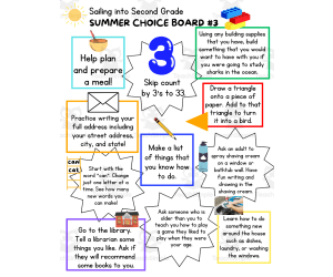 Low-Prep Summer Activities: Sailing into Second Grade Choice Boards