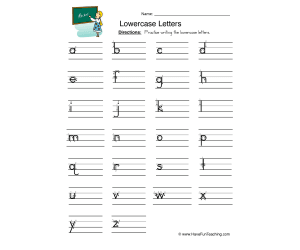 Lowercase Letters Writing Worksheet