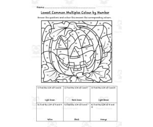 Lowest Common Multiples Color by Number Activity