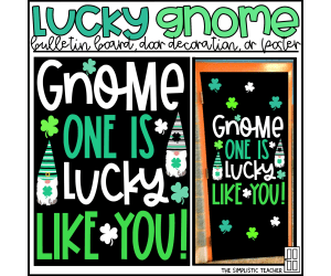 Lucky Gnomes St. Patrick's Day Bulletin Board Kit, Door Decoration Set, or Poster