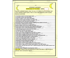 Lunar Assessment with Answer Key and Science Writing Prompts