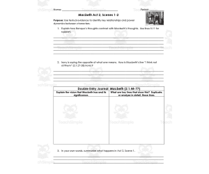 Macbeth Act 2, Scenes 1-2 | Double Entry Journals