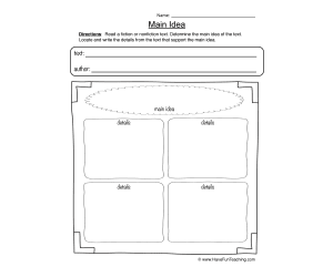 Main Idea Worksheet