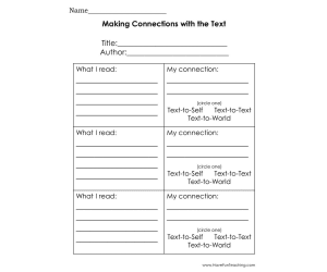 Making Connections with the Text Graphic Organizer Worksheet