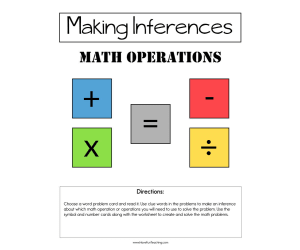 Making Inferences Math Operations Activity