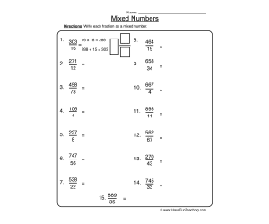 Making Mixed Numbers Worksheet