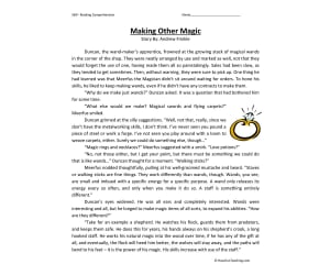 Making Other Magic Reading Comprehension Worksheet