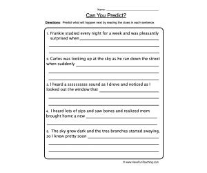 Making Predictions Worksheet