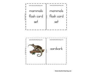 Mammals Cartoon Flash Cards