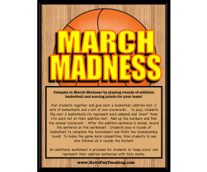 March Madness Basketball Addition Activity