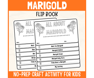 Marigold Plant Flipbook Craft DIY Botany Science Study Writing Prompt