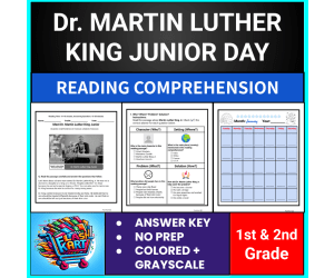 Martin Luther King Jr. Reading Comprehension for 1st & 2nd | MLK Day