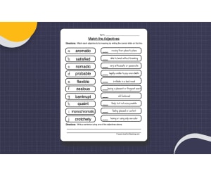 Matching Adjectives Worksheet