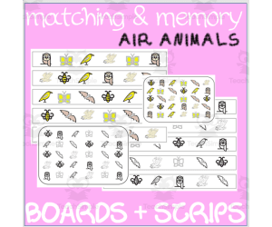 MATCHING & MEMORY BOARDS WITH STRIPS| AIR ANIMALS