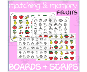 MATCHING & MEMORY BOARDS WITH STRIPS| FRUITS