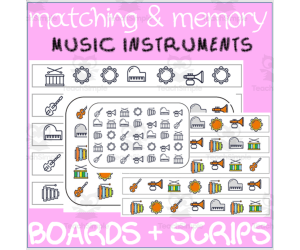 MATCHING & MEMORY BOARDS WITH STRIPS| MUSIC INSTRUMENTS