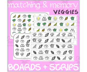 MATCHING & MEMORY BOARDS WITH STRIPS| VEGETABLES