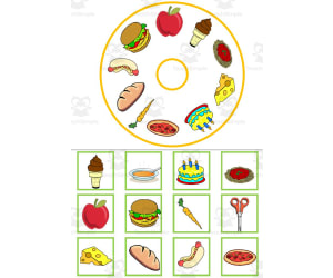 MATCHING & MEMORY CARDS AND WHEELS| FOOD